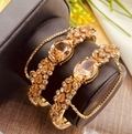 Inayat - Zirconia Gold-plated Kara Pair - Champagne