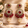 Egyptian Gajra Round Earrings - Ruby