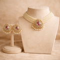 Heer Choker & Ear Studs set - Gold & Pink