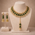 Marigold Teardrop Necklace set - Green
