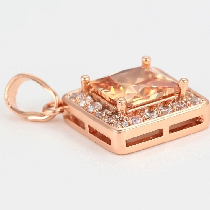 Square Rosegold-plated Pendant with Chain