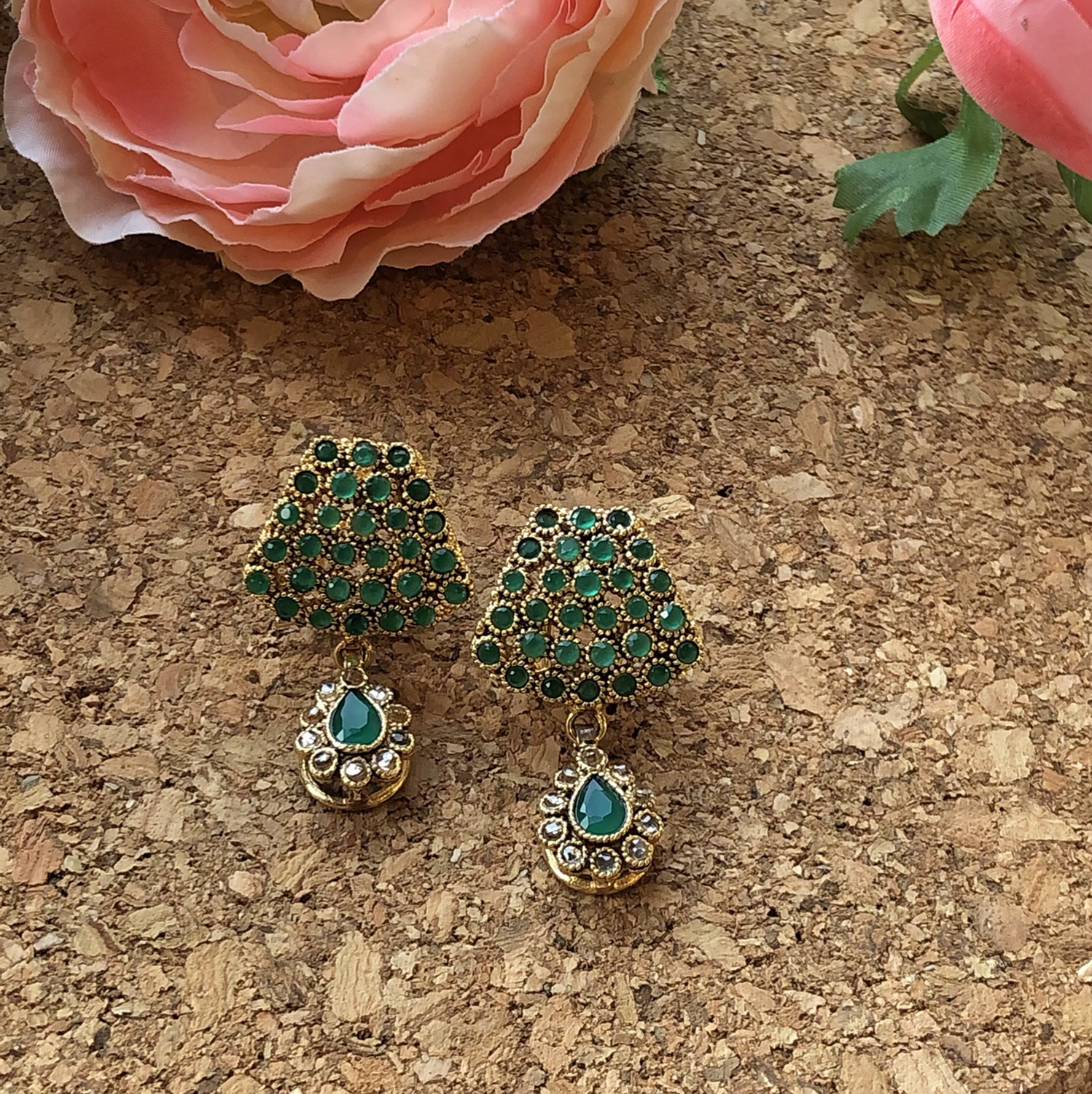Bareeki Oxidised Green studs