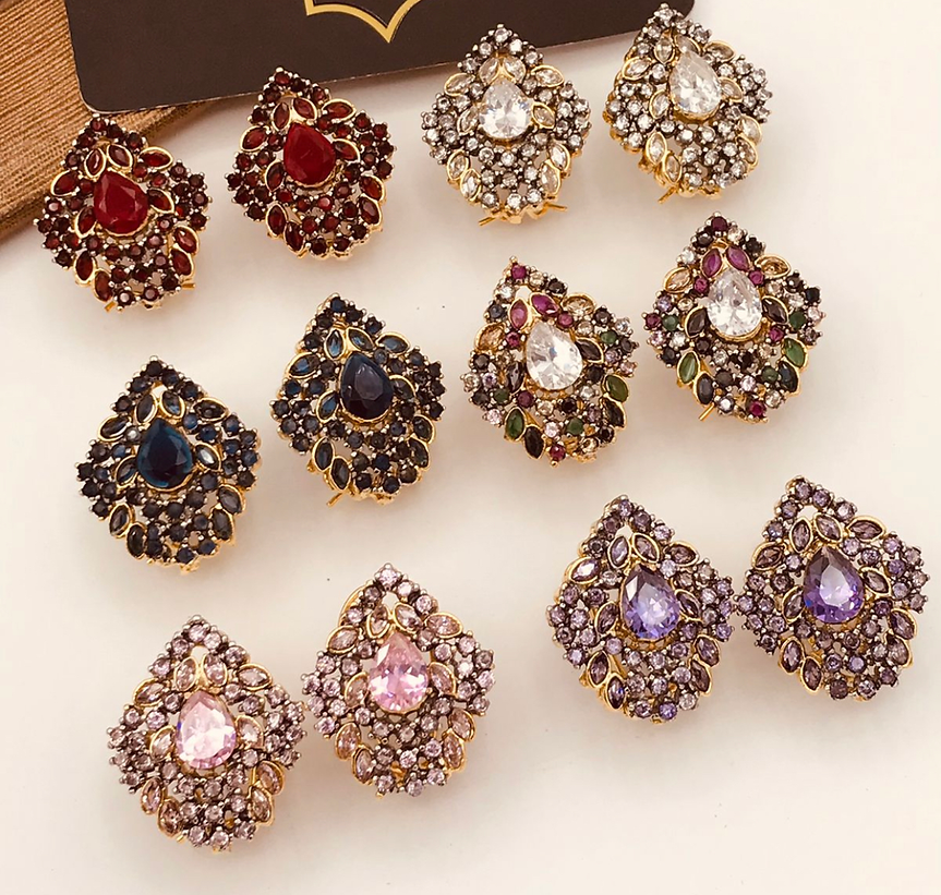 Taabir Oxidised Studs  (12 different colours available)