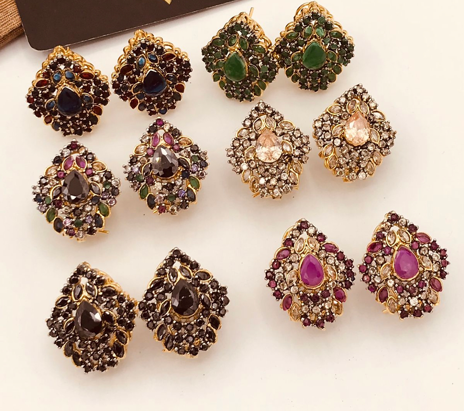 Taabir Oxidised Studs  (12 different colours available)