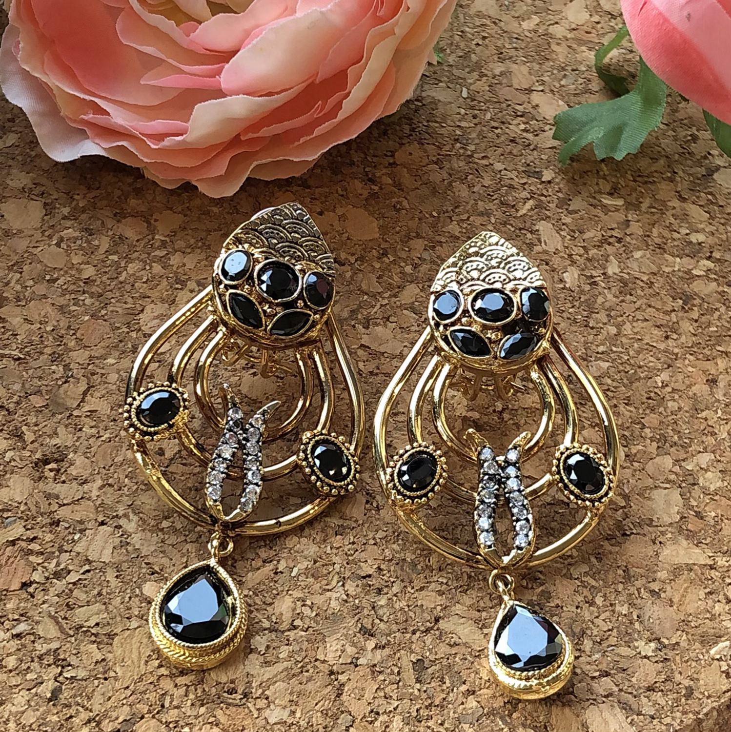 Qatra Oxidised Black Earrings