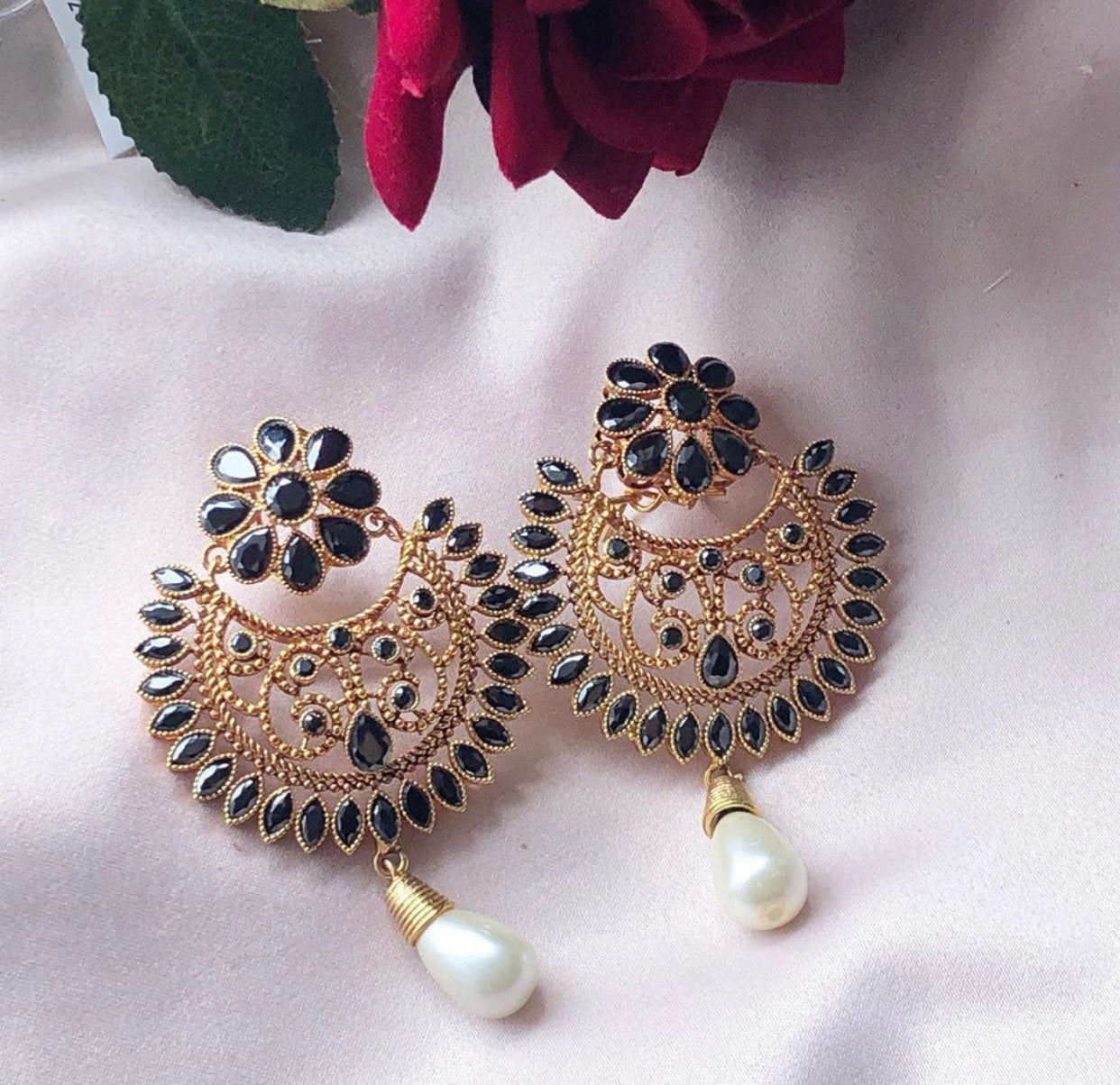 Musalsal Oxidised Green Earrings