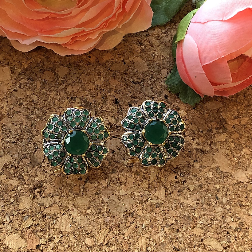 Zarra Oxidised Green Studs