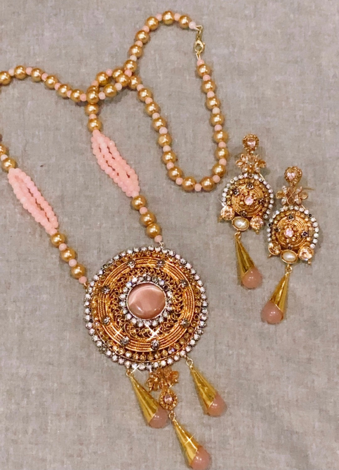 Rani Pink Mala & Earrings