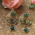 Qatra Oxidised Emerald Earrings