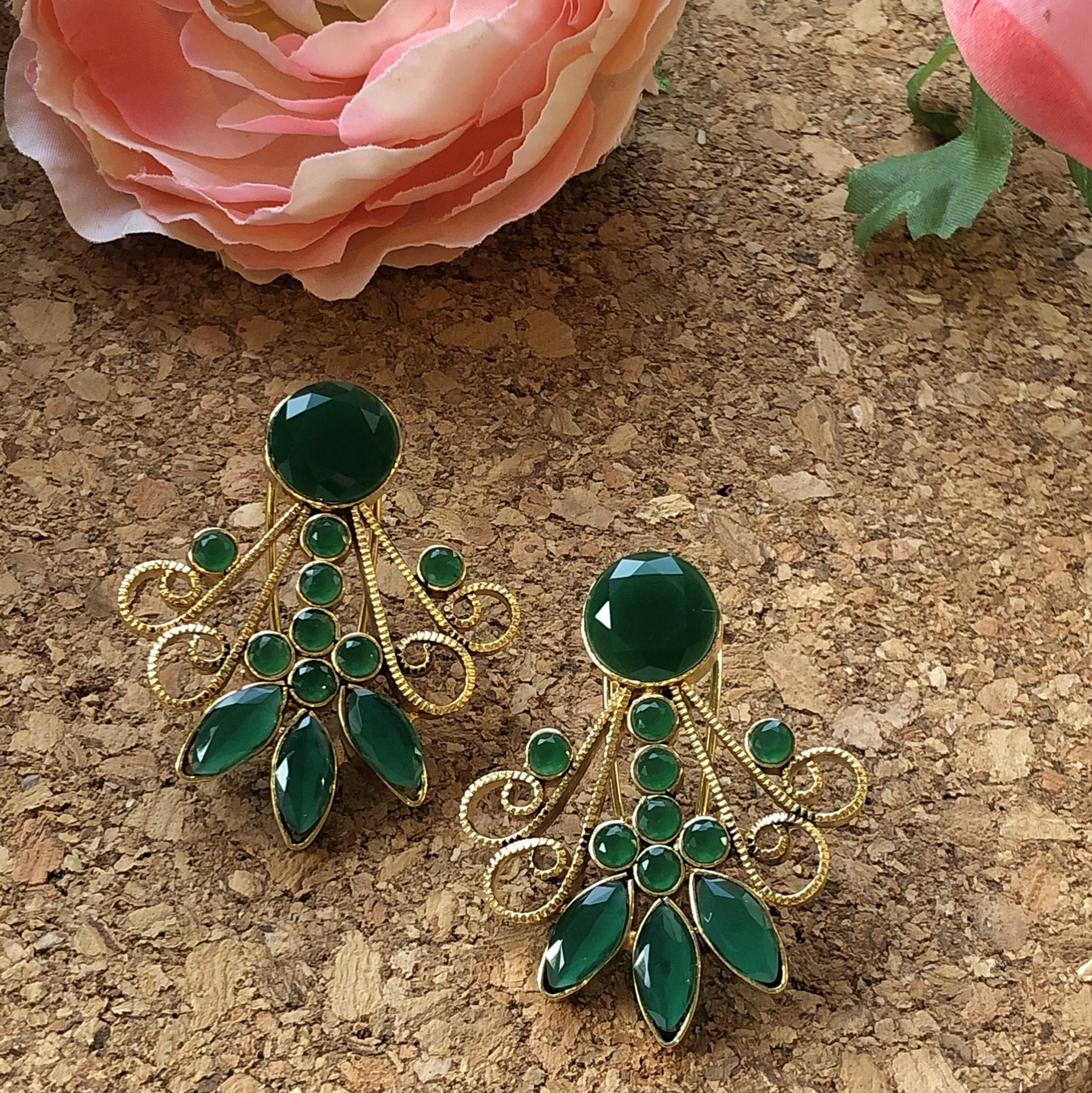 Samara Green Oxidised Studs