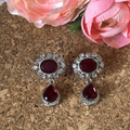 Valetta Silver & Ruby drop Studs