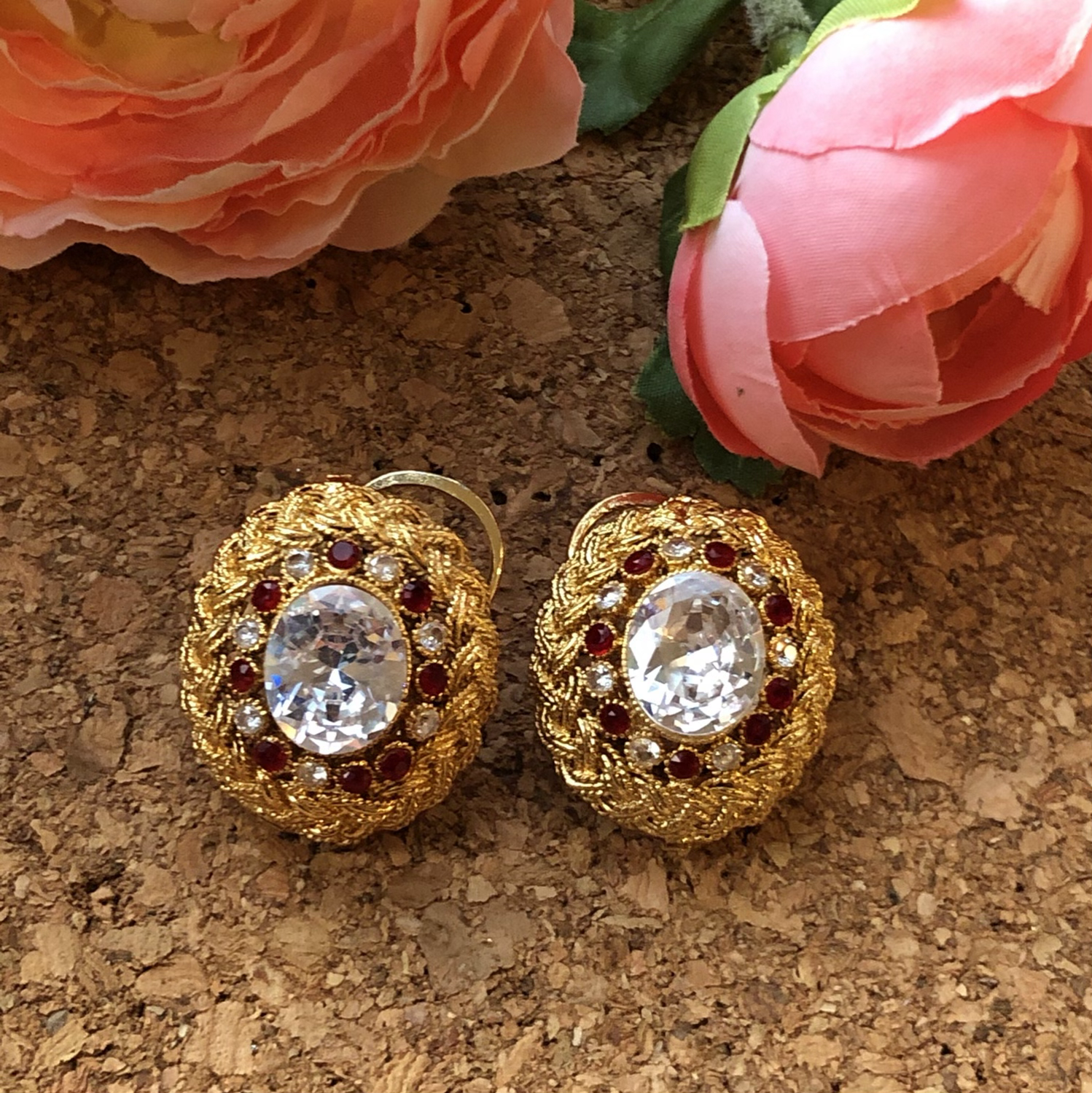 Raqs Oxidised Ruby & Silver studs