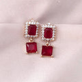 Ruby Square Stud Earrings