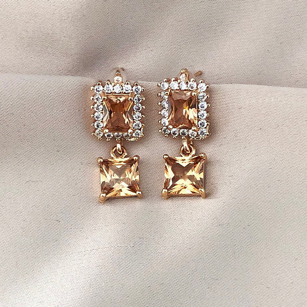 Champagne Square Stud Earrings