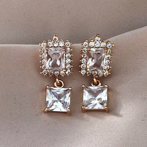 Silver Square Stud Earrings