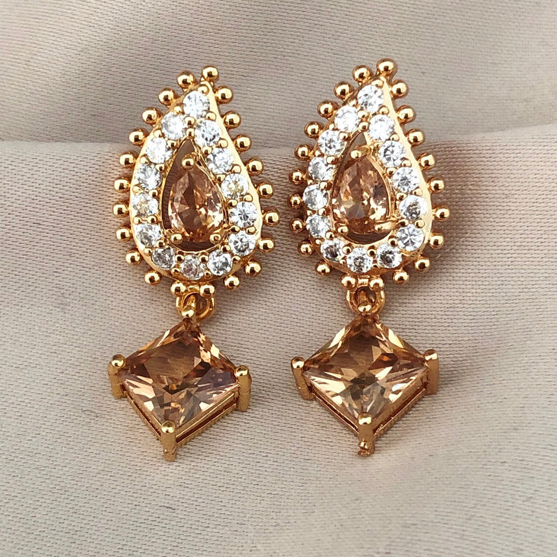 Champagne Leaf Stud Earrings