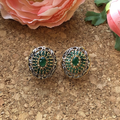 Aashna Oxidised Green Studs