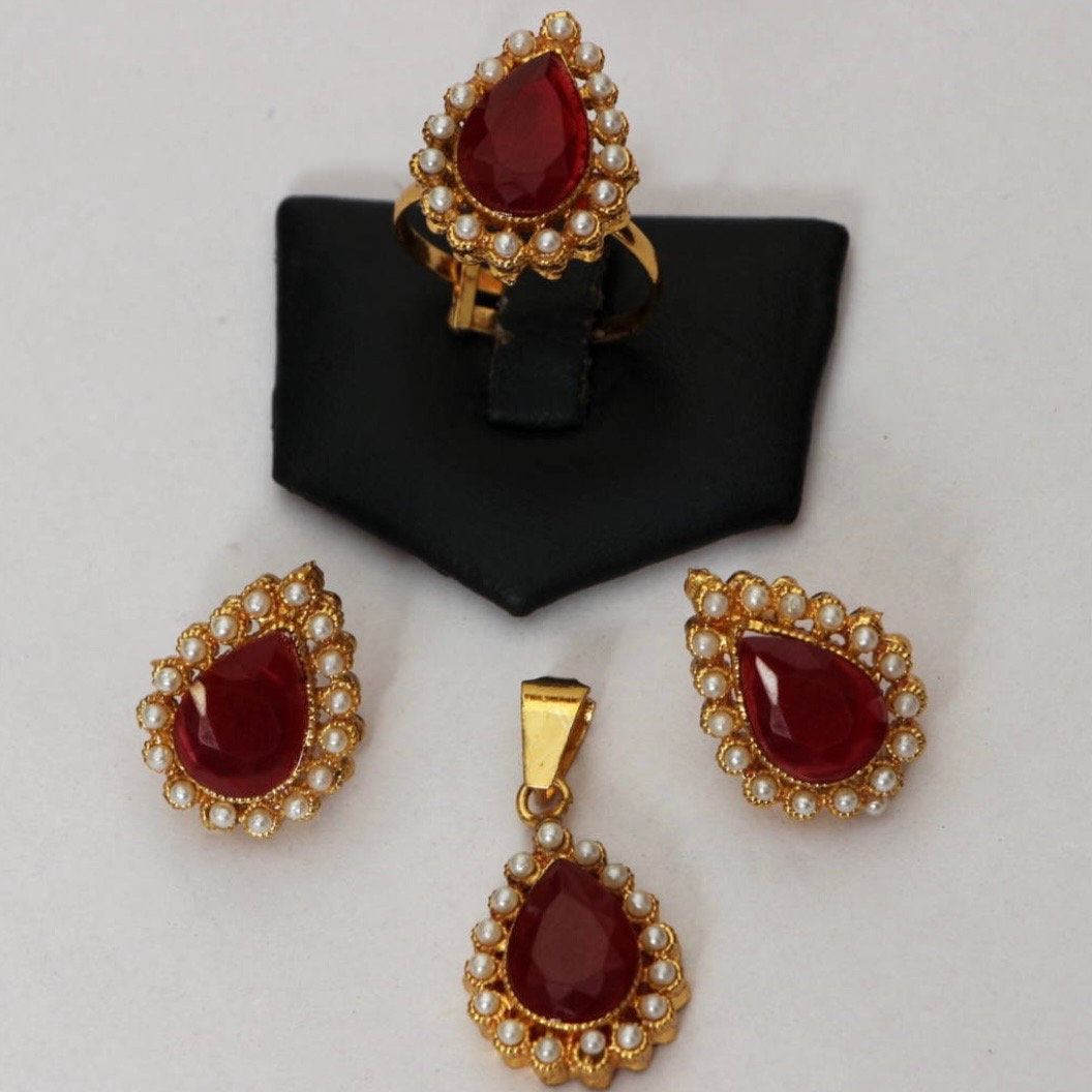 Ruby Teardrop Pendant set + FREE CHAIN