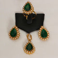 Green Teardrop Pendant set + FREE CHAIN
