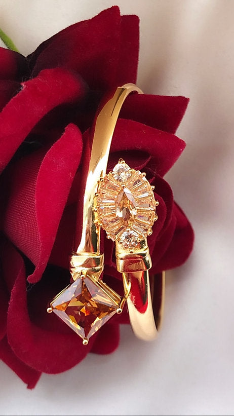 Bronze Stone Gold Plated Cuff Bangle