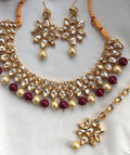 Raani Necklace set Ruby/Beige
