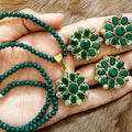 Farshi Kundan Pendant set Green