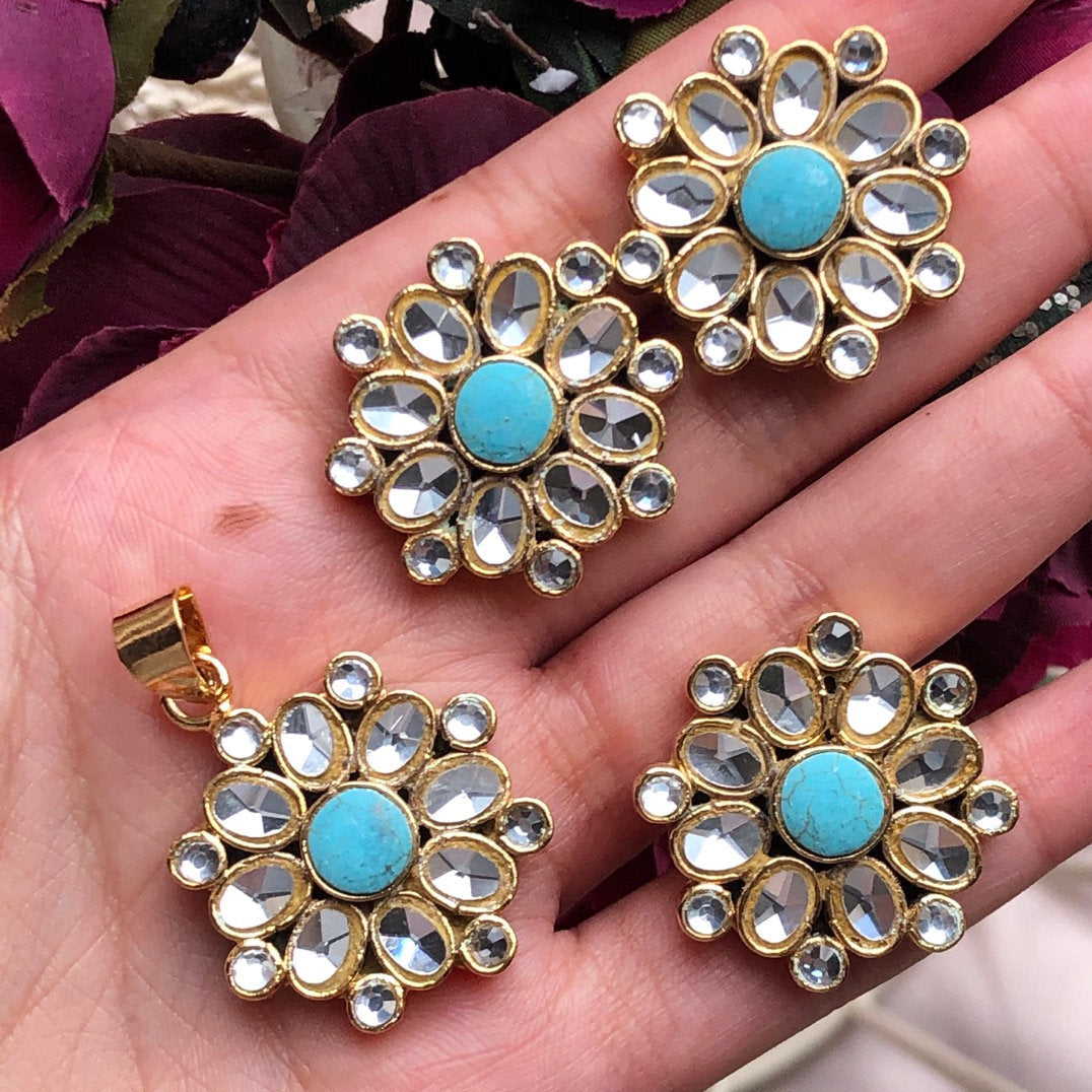 Farshi Kundan Pendant set Feroza