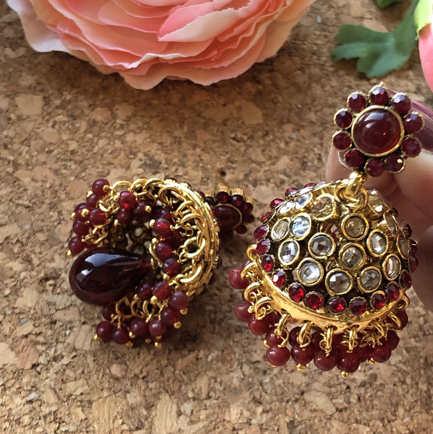 Kundan Ruby Jhumka