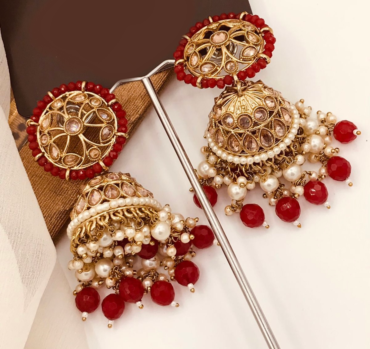 Kundan Polki Ruby Drop Earrings