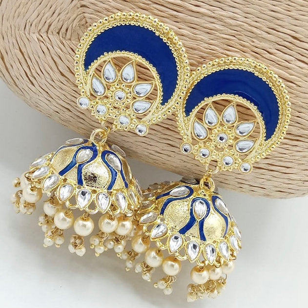 Afreen Royal Blue Meenakari Jhumka