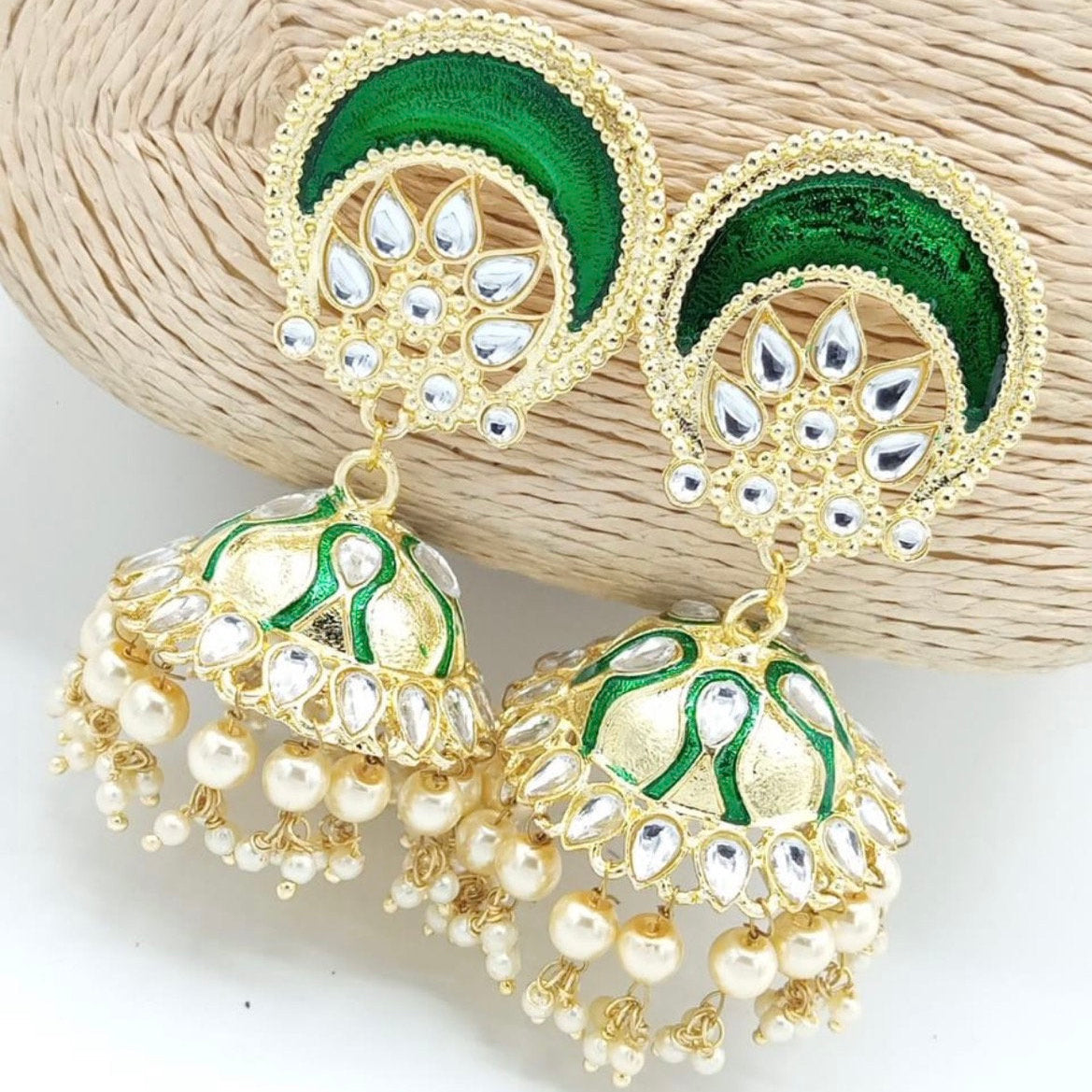 Afreen Green Meenakari Jhumka