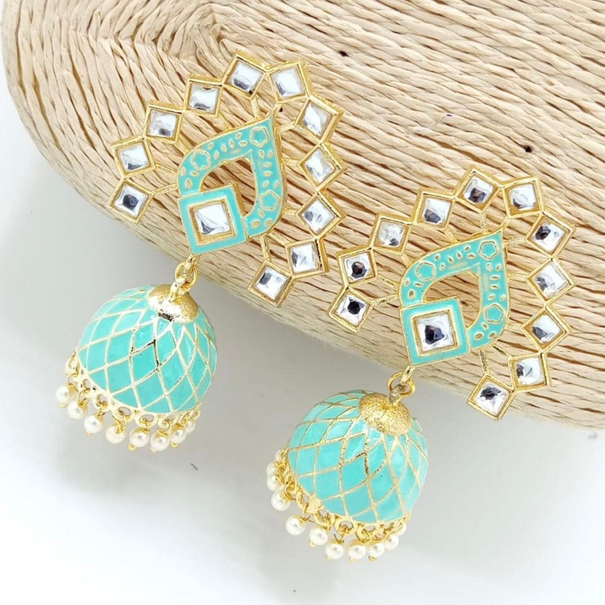 Khwaab Blue Meenakari Jhumka