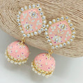 Floral Light Pink Meenakari Jhumka