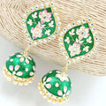 Floral Green Meenakari Jhumka