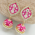 Floral Pink Meenakari Jhumka