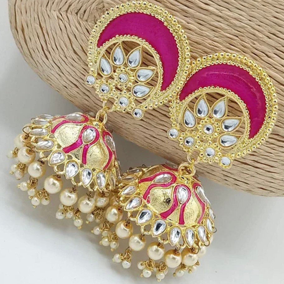 Afreen Pink Meenakari Jhumka