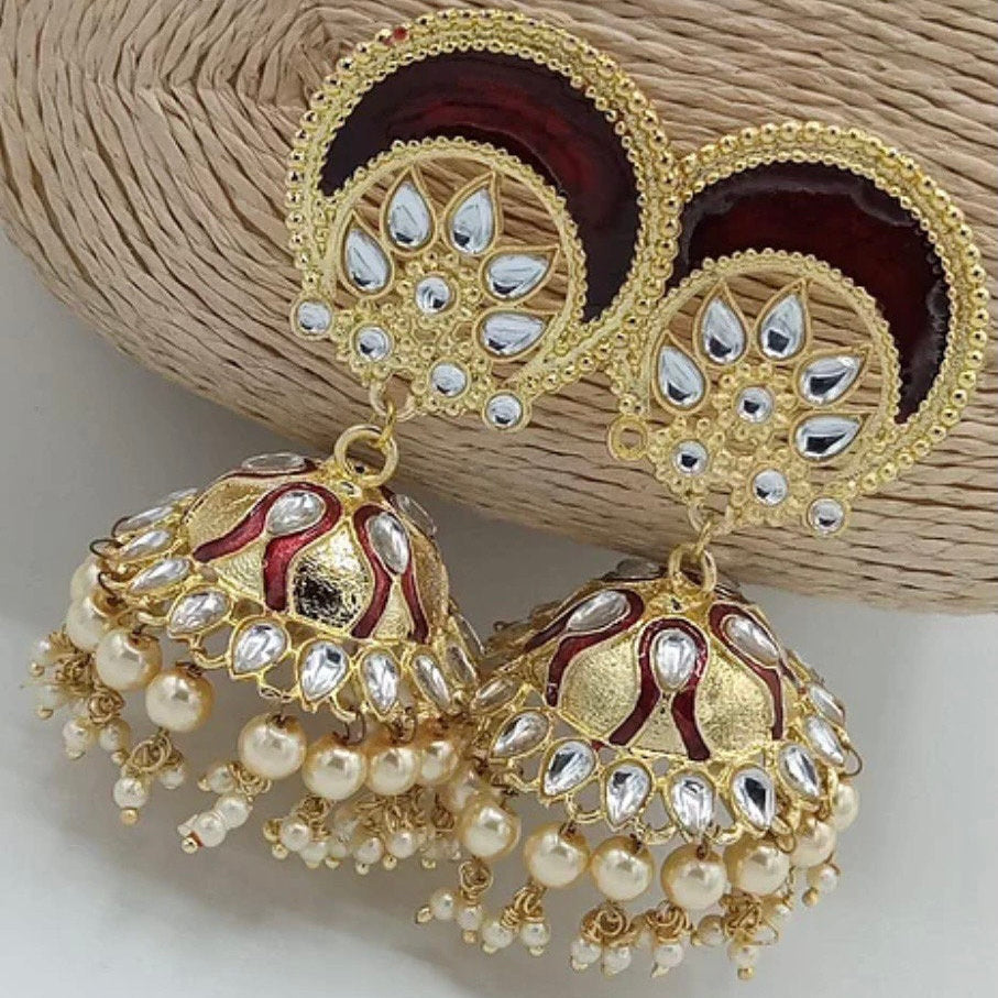 Afreen Maroon Meenakari Jhumka