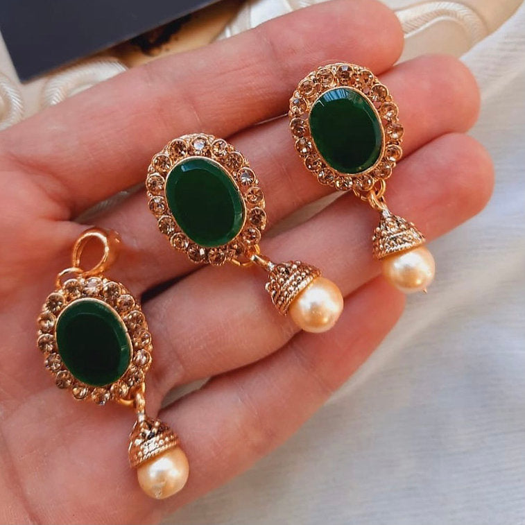 Dark Green Round Pendant set