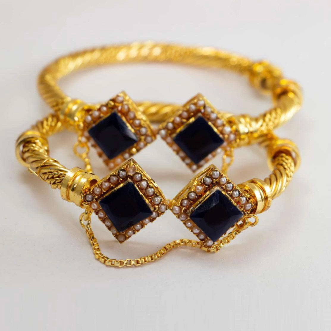 Eshaal Navy Blue Kara pair