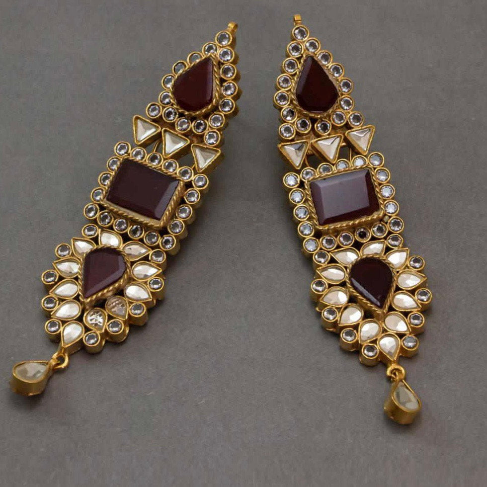 Umrao Farshi Kundan Earrings Maroon