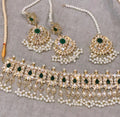Anarkali Sheesha Kundan Green set