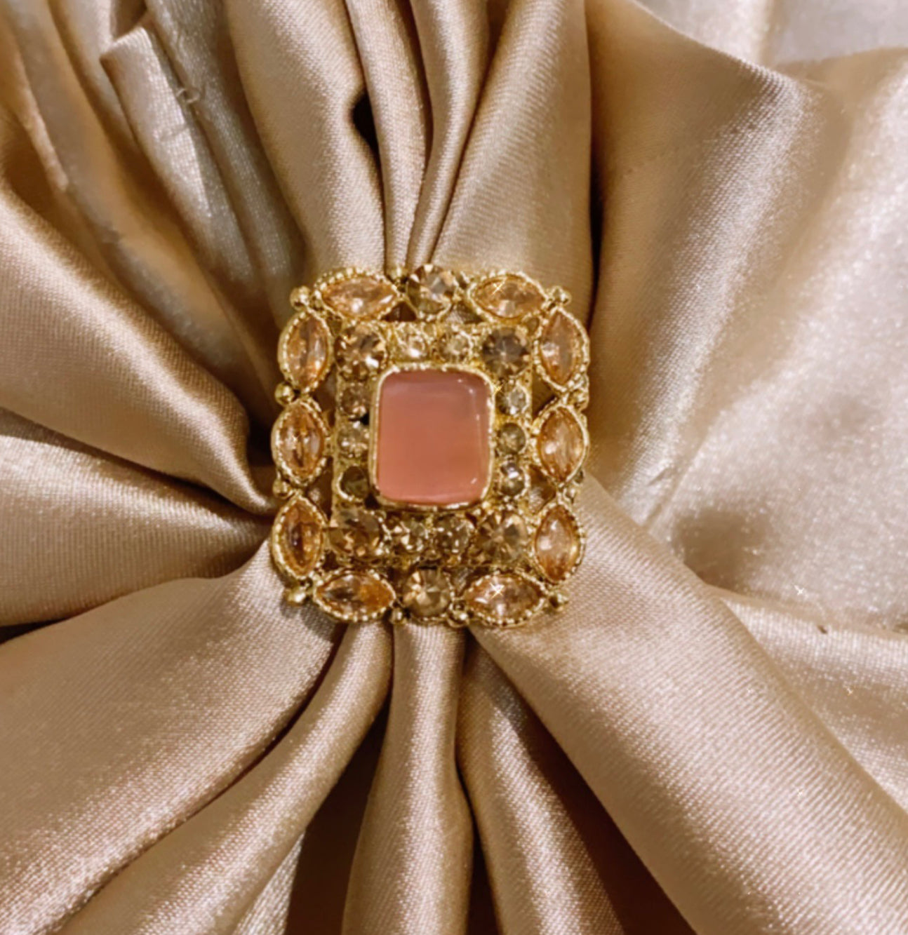 Arooj Jade Gold Plated Ring - Pink