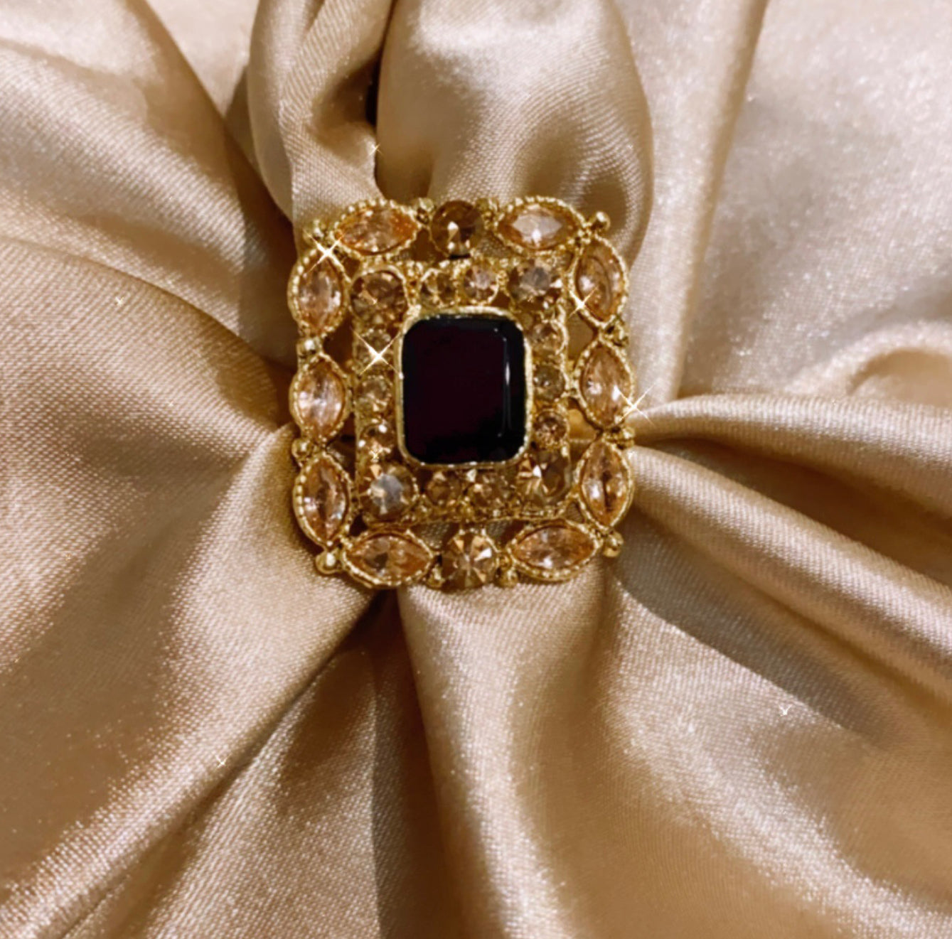 Arooj Jade Gold Plated Ring - Black