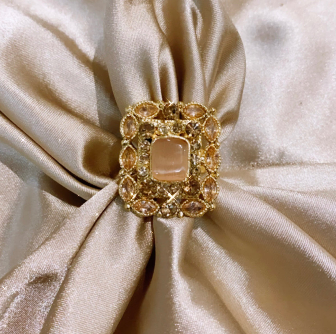 Arooj Jade Gold Plated Ring - Champagne