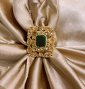 Arooj Jade Gold Plated Ring - Green