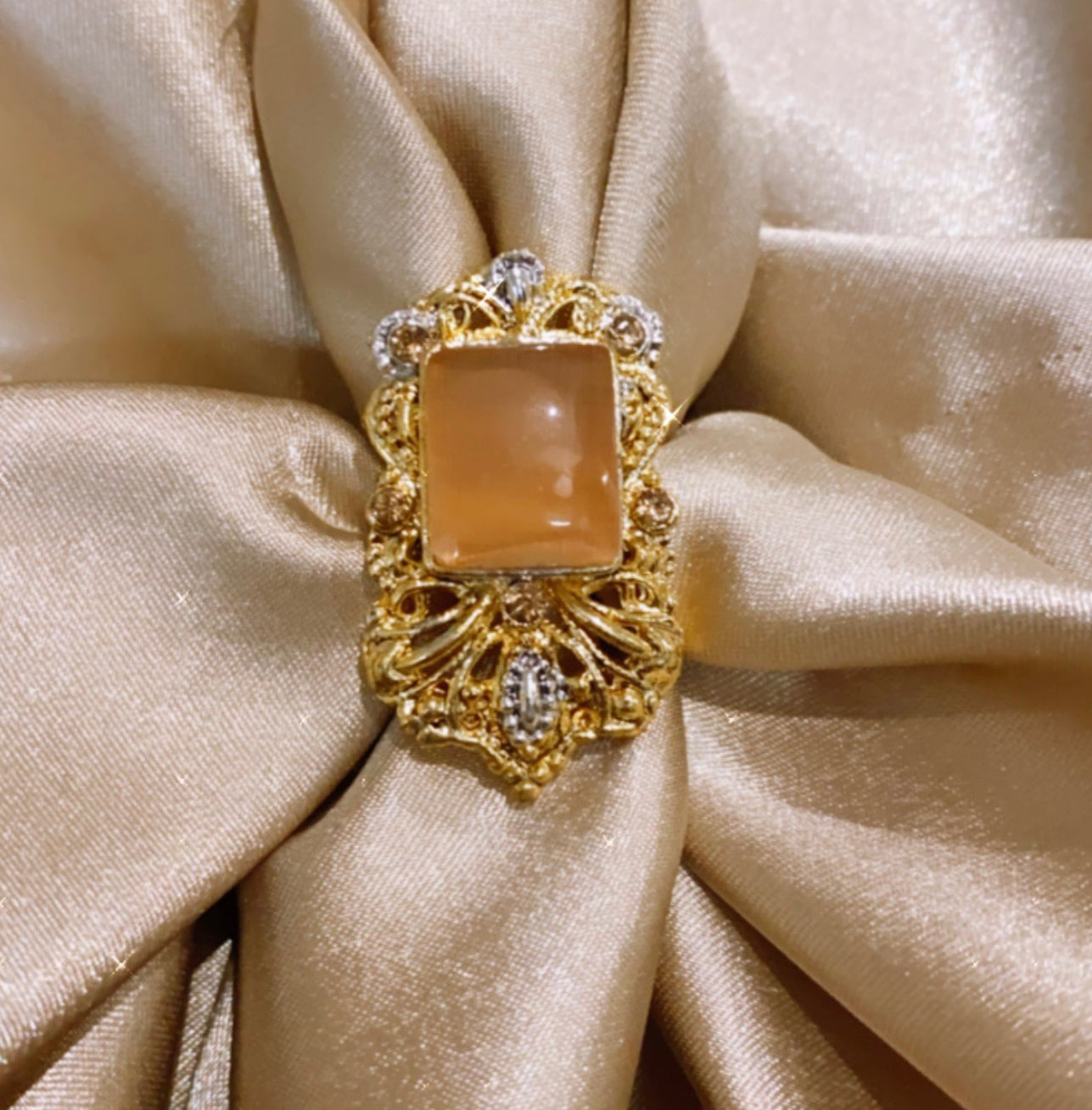 Maisah Jade Gold Plated Ring - Champagne