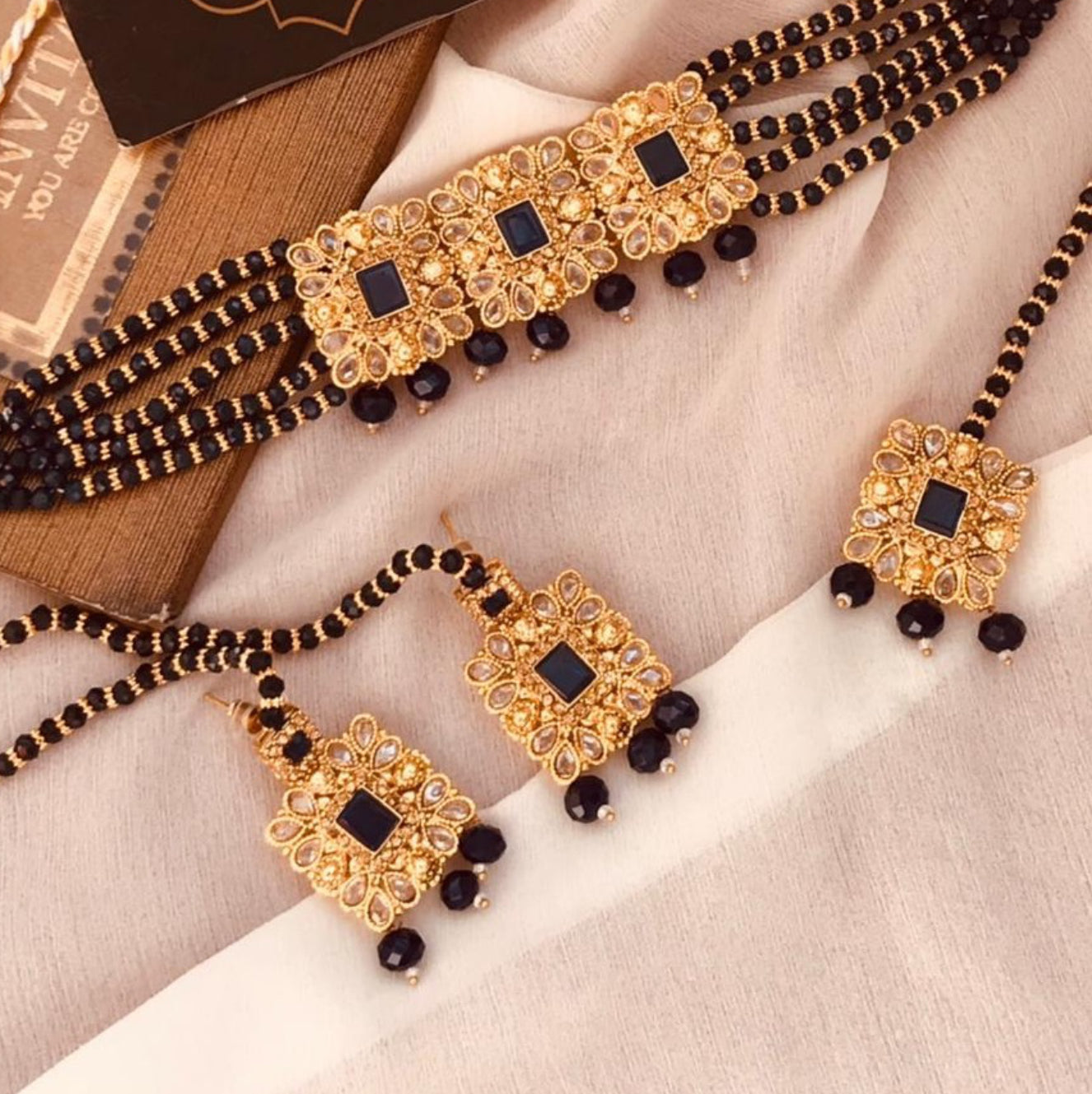 Black Beaded Choker set