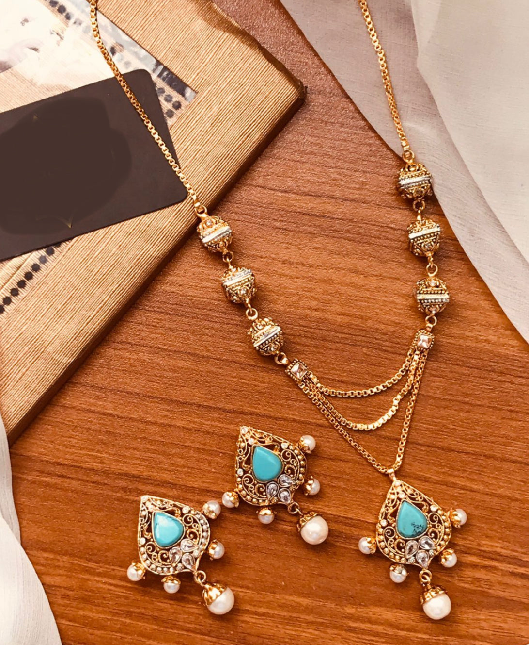 Maha Egyptian Mala & Earrings - Feroza